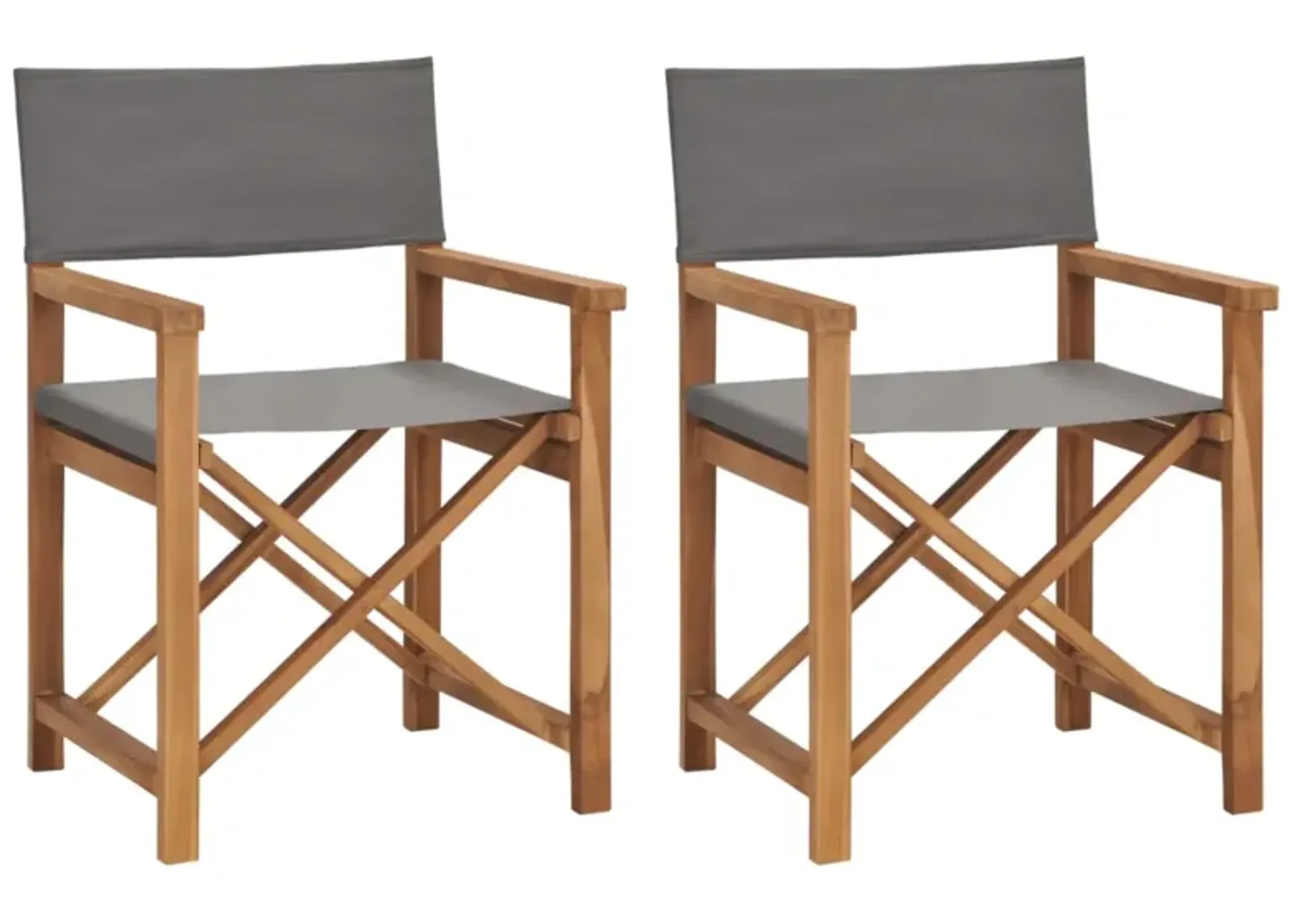 vidaXL Director's Chairs 2 pcs Solid Teak Wood Gray