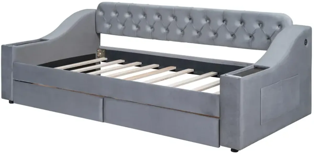 Merax Modern Daybed with Storage Armrests