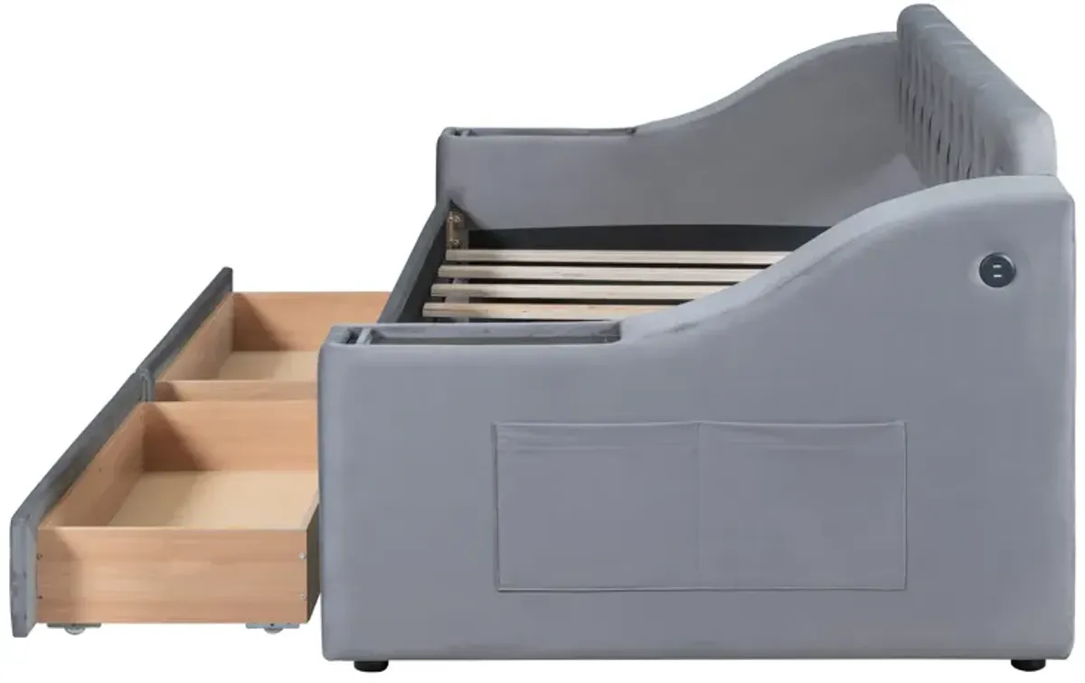 Merax Modern Daybed with Storage Armrests