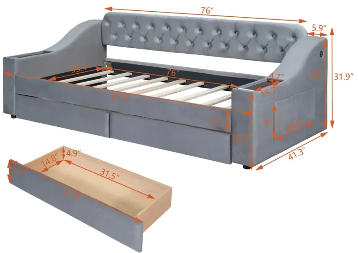 Merax Modern Daybed with Storage Armrests