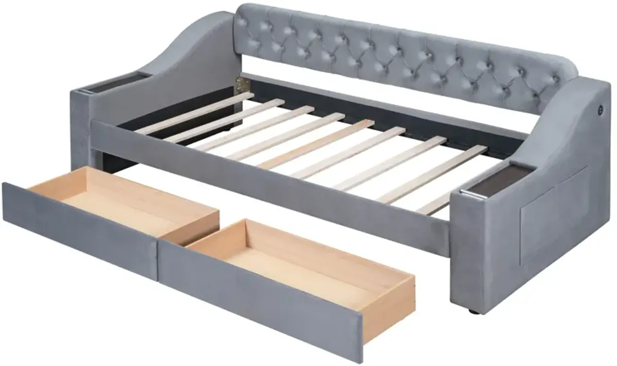 Merax Modern Daybed with Storage Armrests