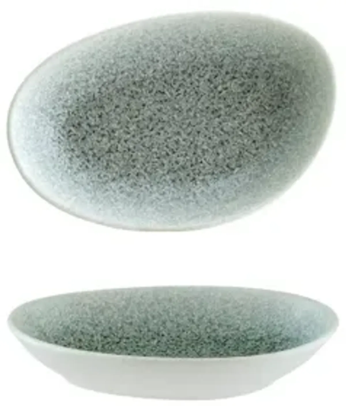 Luca Ocean Matte 6" x 4" x h:1" Organic Blue Porcelain Platter (Set of 2)