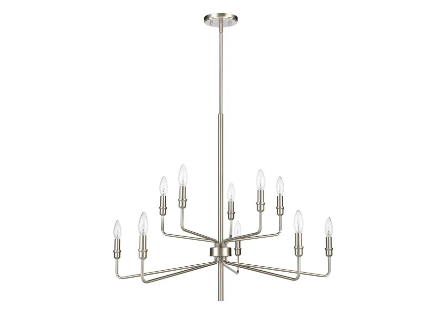 Saginaw 34'' Wide 10-Light Silver Chandelier