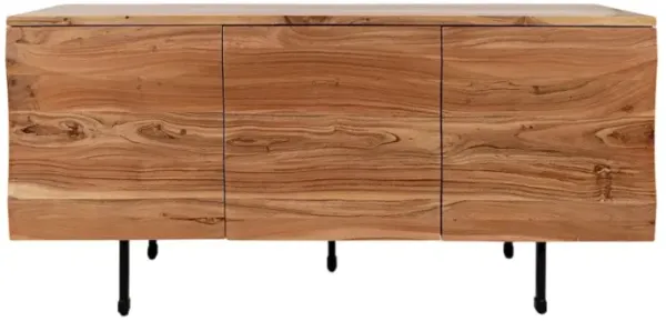 Jofran The Wave Three Door Solid Acacia Hardwood Accent Cabinet