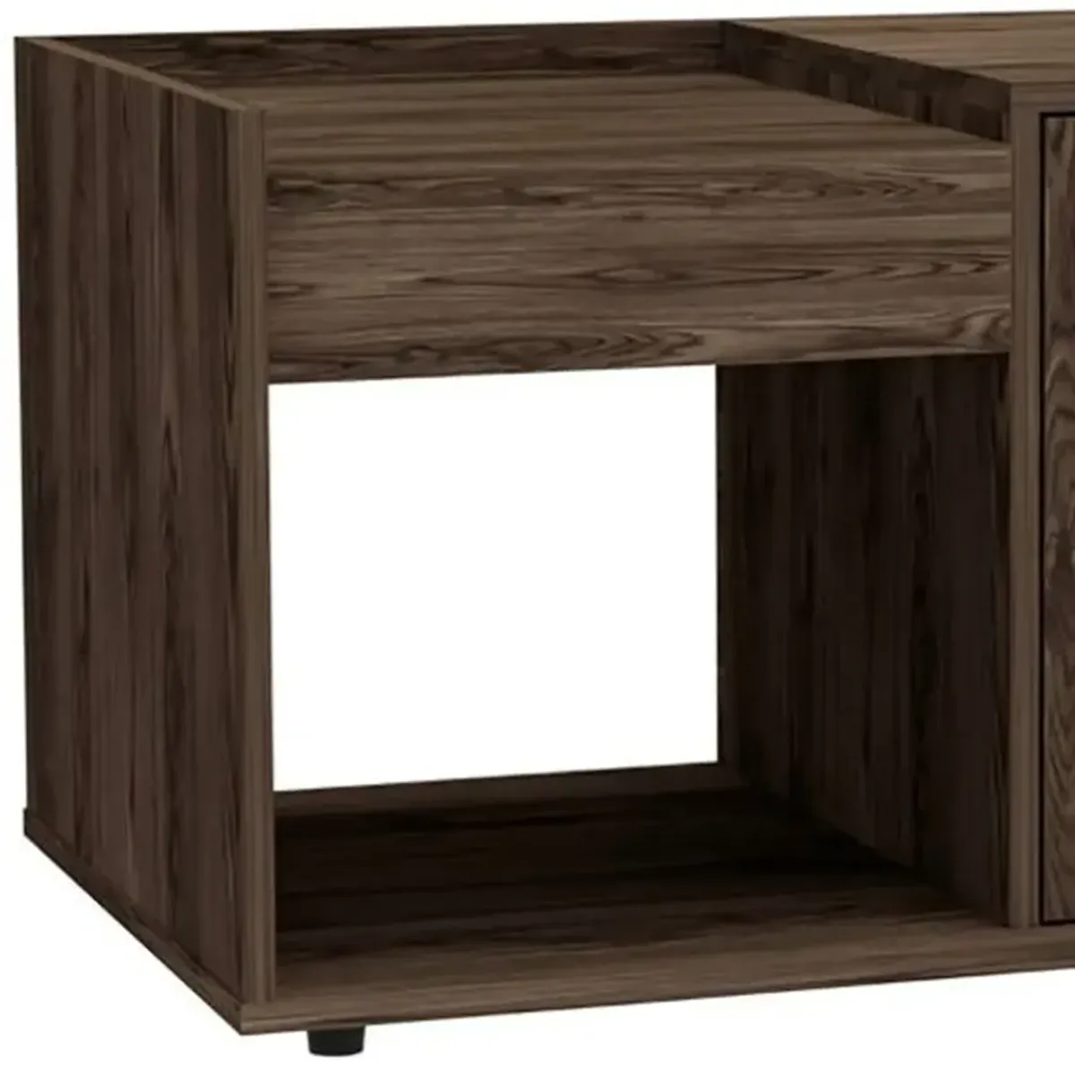 Hivvago 32 Inch Dark Walnut Manufactured Wood Rectangular Coffee Table With Shelf