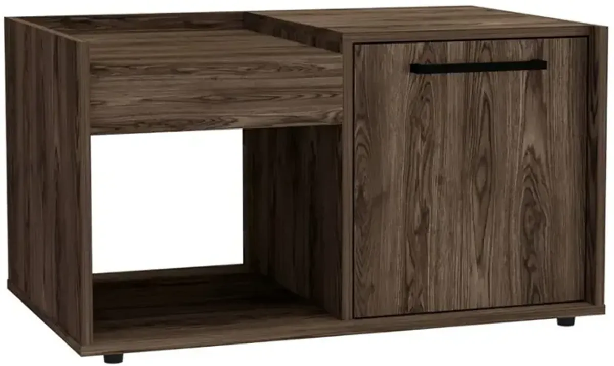 Hivvago 32 Inch Dark Walnut Manufactured Wood Rectangular Coffee Table With Shelf