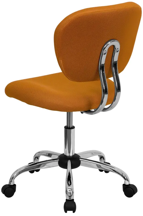 Beverly Mid-Back White Mesh Padded Swivel Task Office Chair with Chrome Base