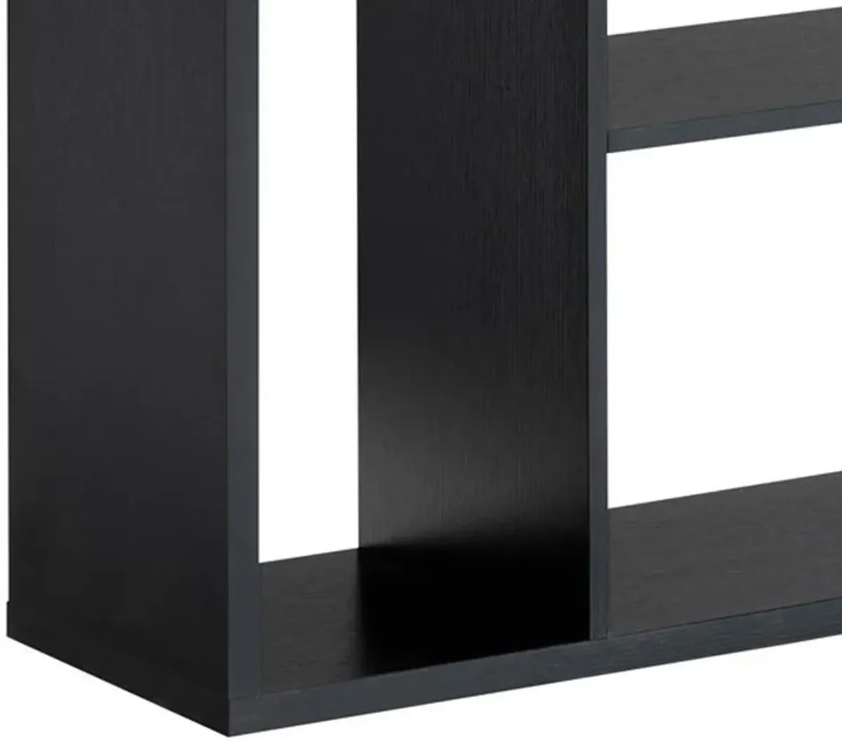 69 Inch Modern Display Cabinet with 7 Multilevel Shelves, 3 Doors, Black - Benzara