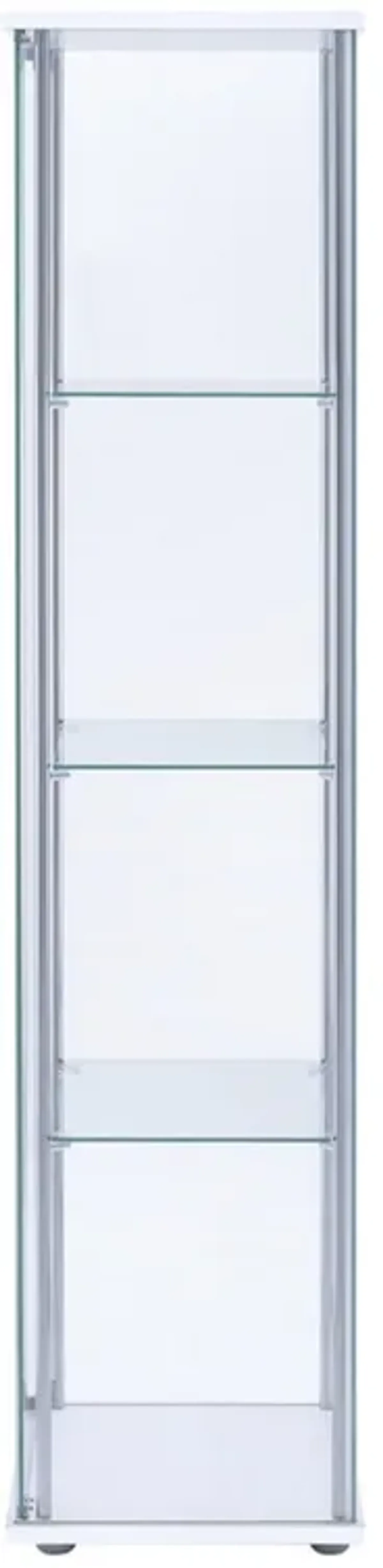 Glass and Metal Curio Cabinet with 4 Shelves, Clear and White-Benzara