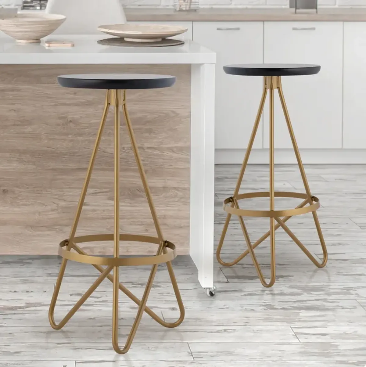 Spiroa 30" Modern Industrial Metal Backless Circular Bar Stool