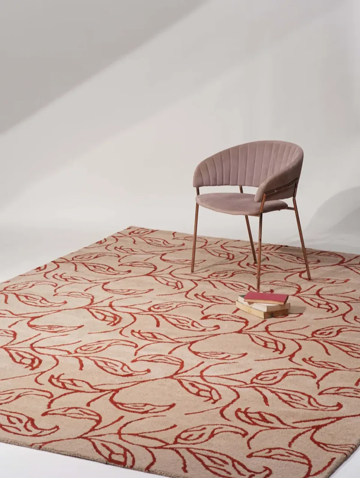 RUGSOTIC CARPETS HAND TUFTED WOOL ECO-FRIENDLY AREA RUGS  - 5'x8', Rectangle Shape, Cream & Red, Floral Modern Design, High Pile Thick Handmade Area Rugs for Living Room, Bed Room (K00726)