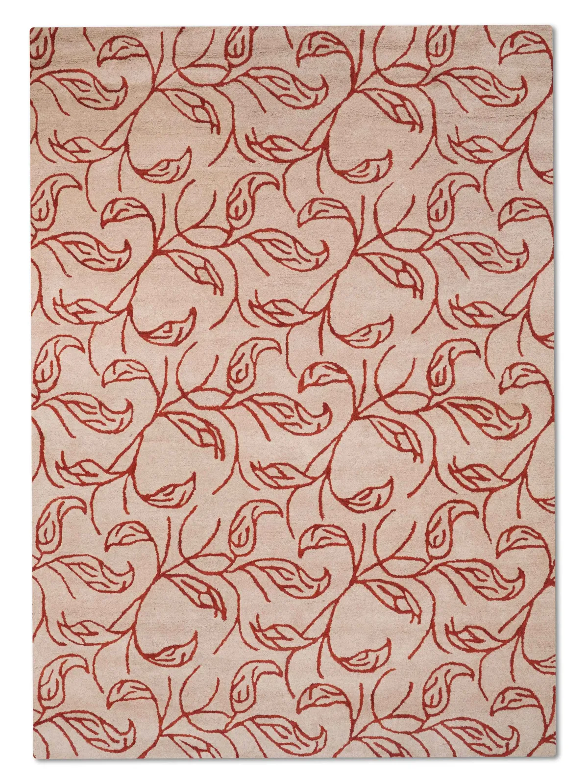 RUGSOTIC CARPETS HAND TUFTED WOOL ECO-FRIENDLY AREA RUGS  - 5'x8', Rectangle Shape, Cream & Red, Floral Modern Design, High Pile Thick Handmade Area Rugs for Living Room, Bed Room (K00726)
