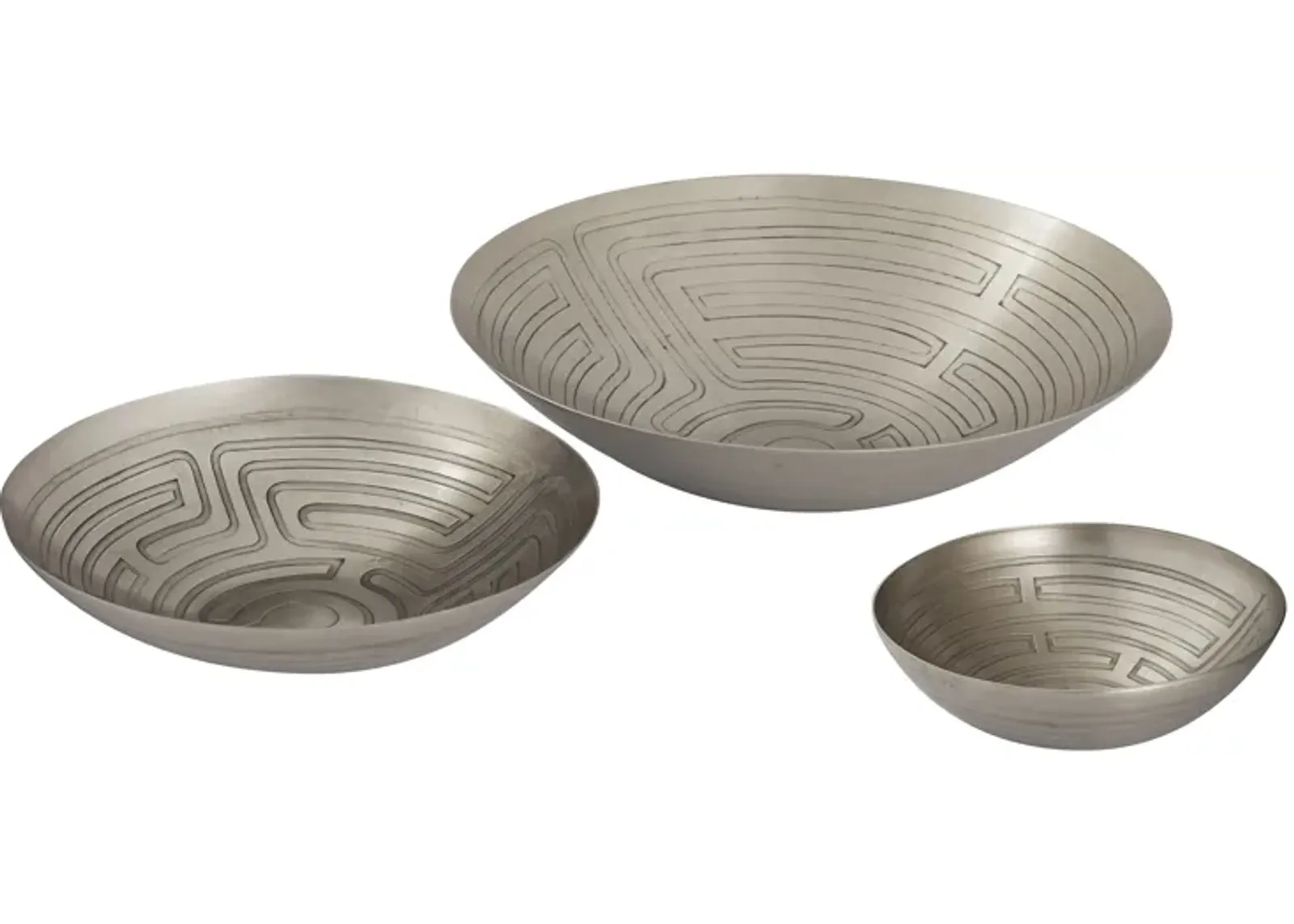 Silver Maze Etched Bowl - Set of 3