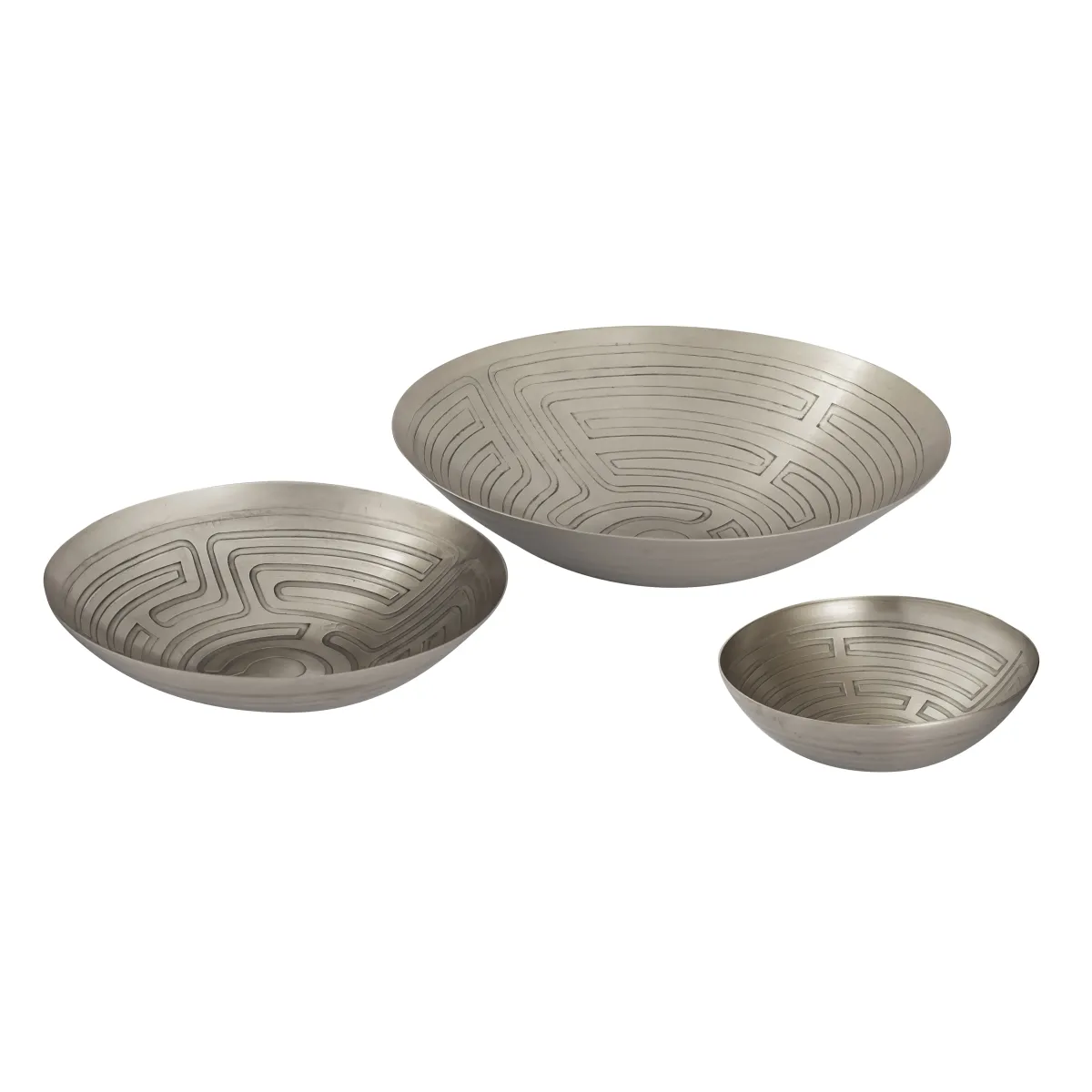 Silver Maze Etched Bowl - Set of 3