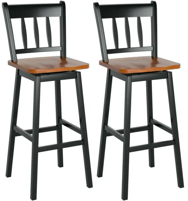 30.5 Inches Set of 2 Swivel Bar Stools with 360° Swiveling-Black