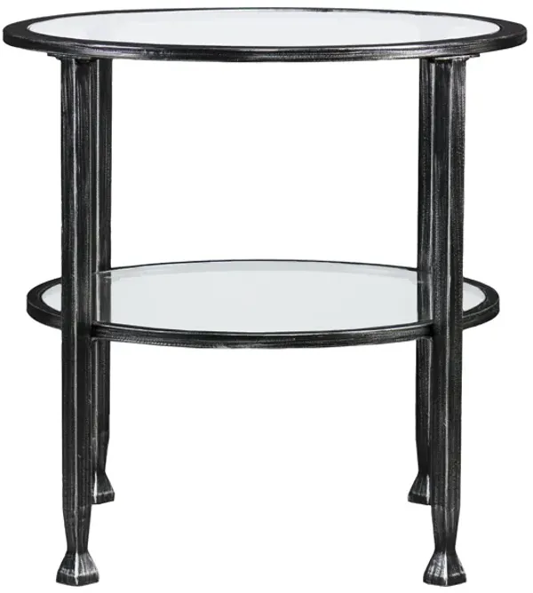 SEI Furniture Jaymes Round Glass Top Metal End Table in Black