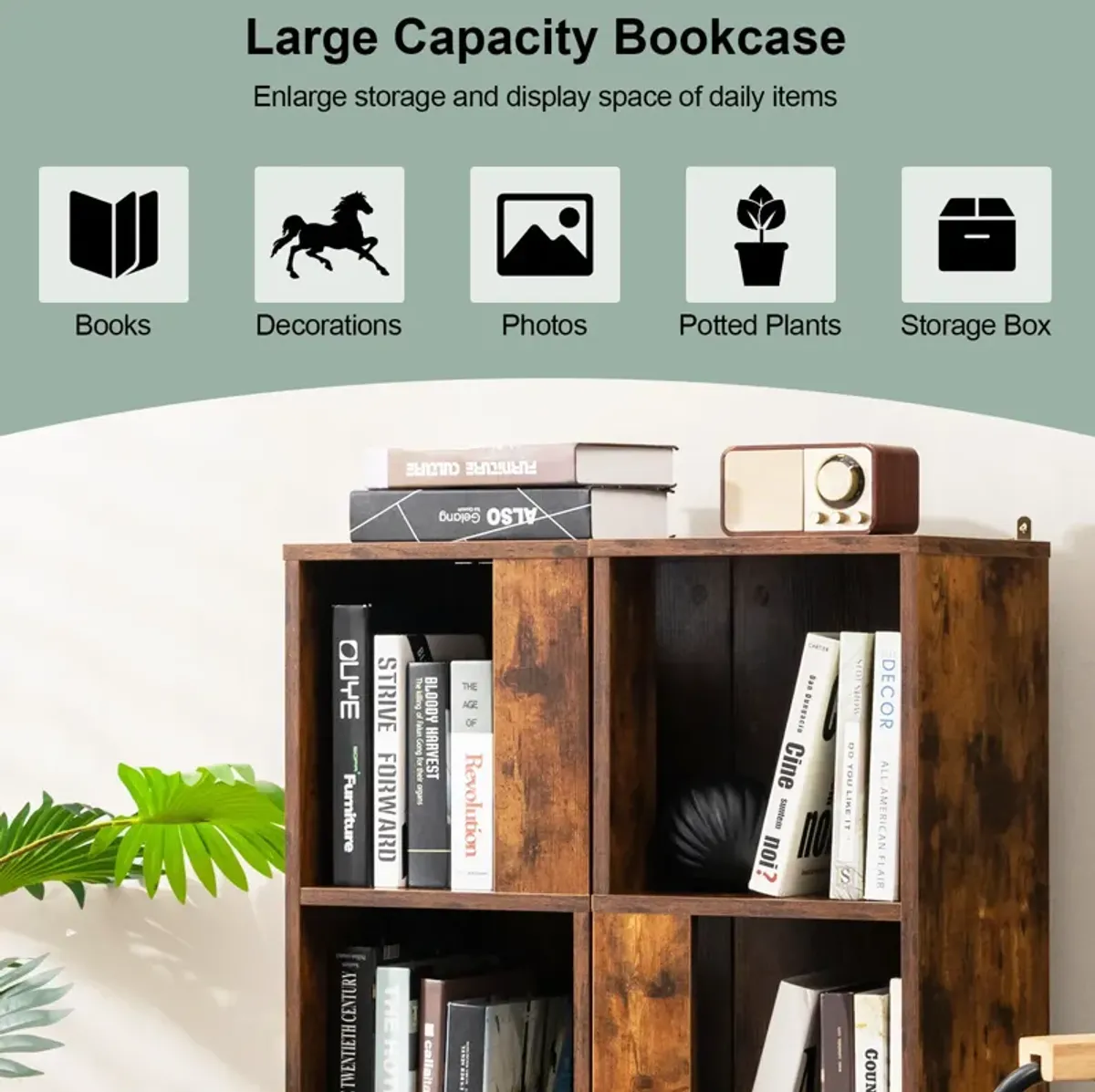 3-Tier 6 Cube Freestanding Bookcase with Anti-toppling Device