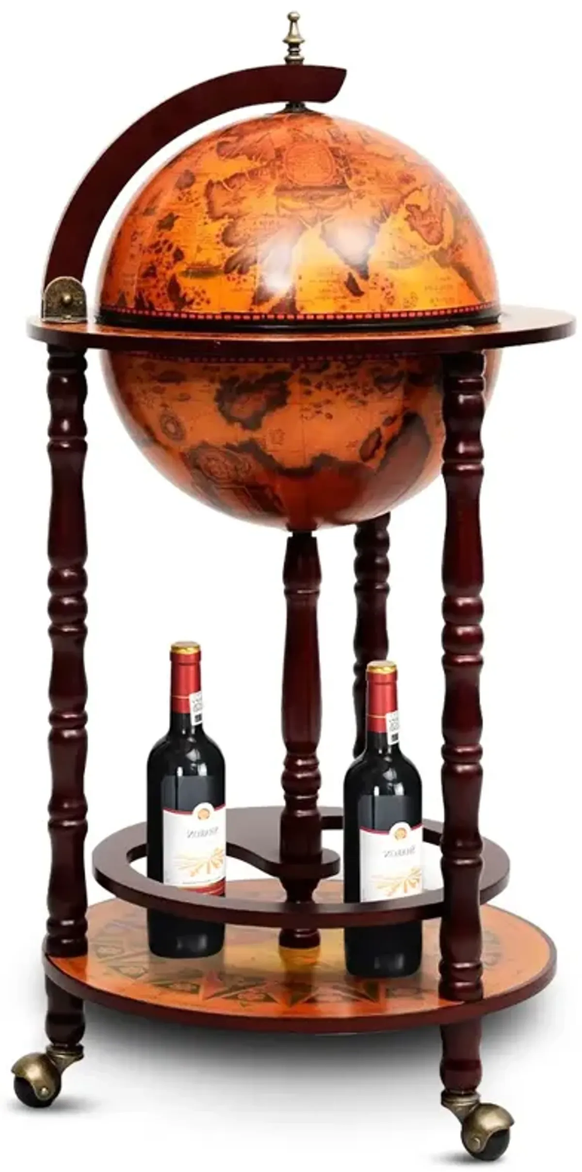 16th Century Wood Globe Wine Bar Stand