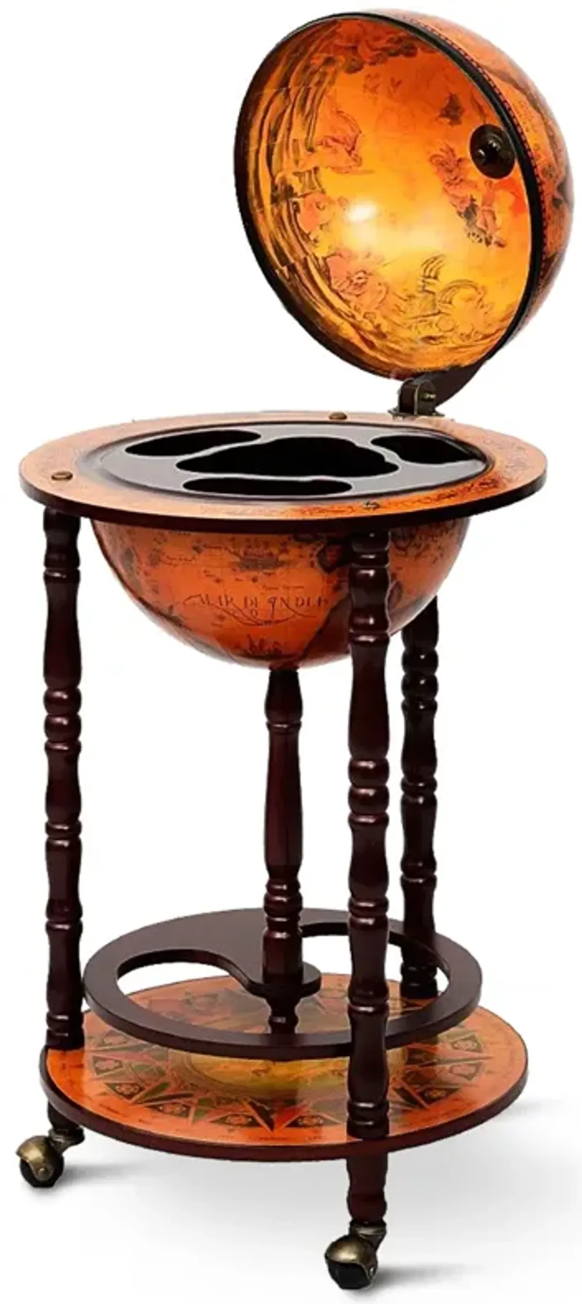 16th Century Wood Globe Wine Bar Stand