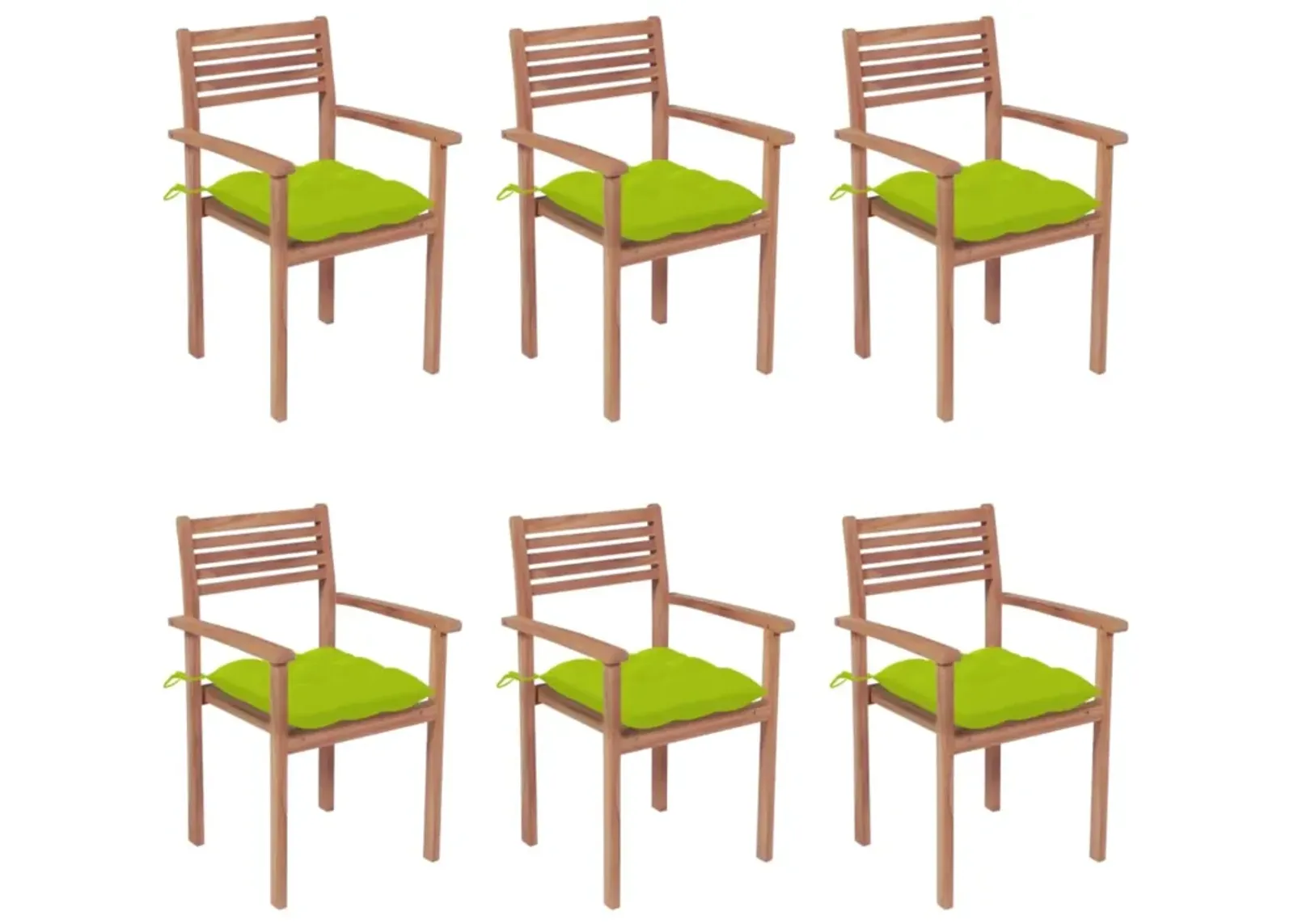 vidaXL Stackable Garden Chairs with Cushions 6 pcs Solid Teak Wood