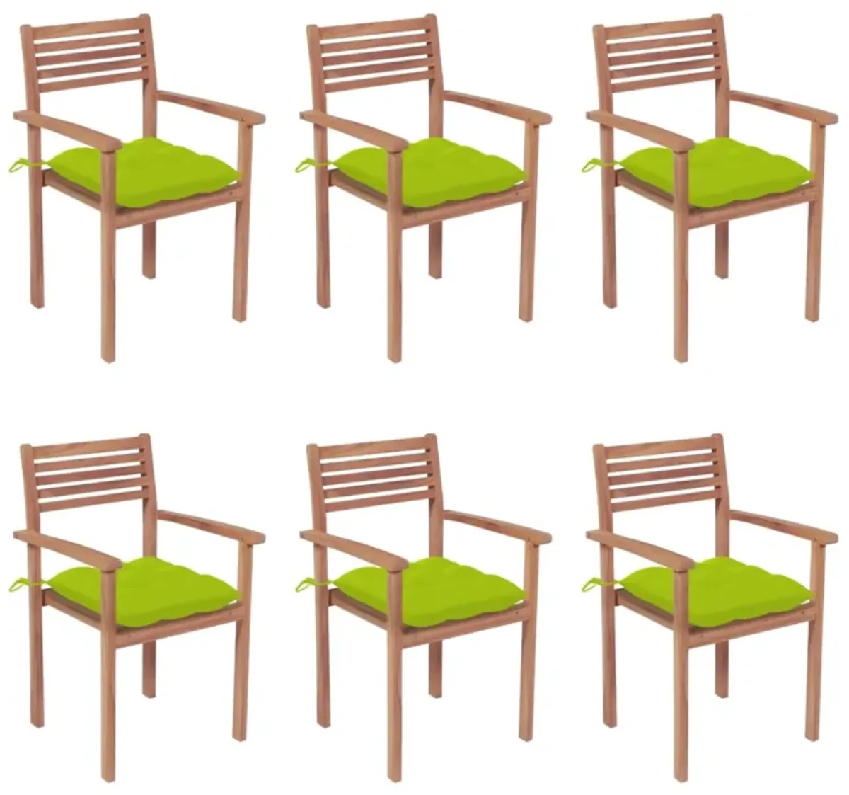 vidaXL Stackable Garden Chairs with Cushions 6 pcs Solid Teak Wood