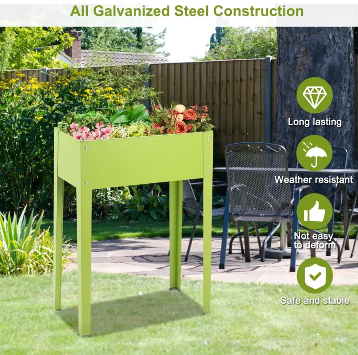 Outdoor Elevated Garden Plant Stand Flower Bed Box