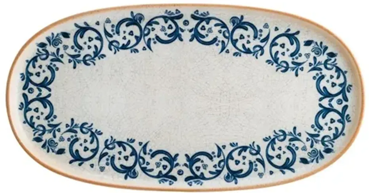 Viento 12" x 6.25" x h:0.75" Oval Decorated Porcelain Platter