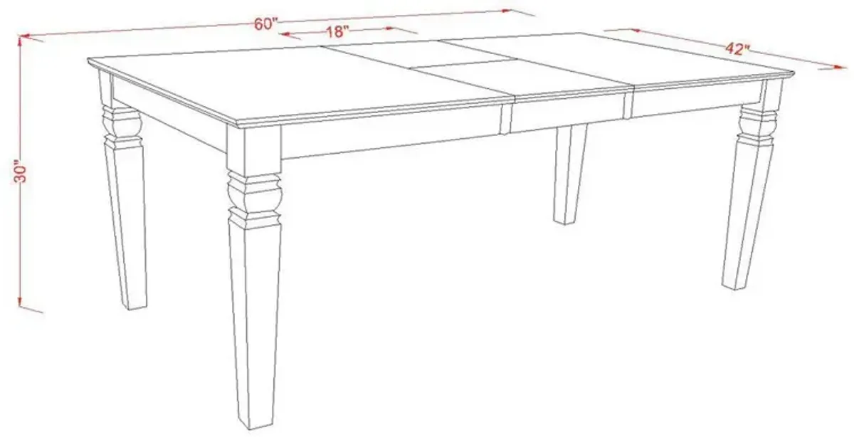 East West Furniture Weston  Rectangular  Dining  Table  with  18  in  butterfly  Leaf  in  Linen  White