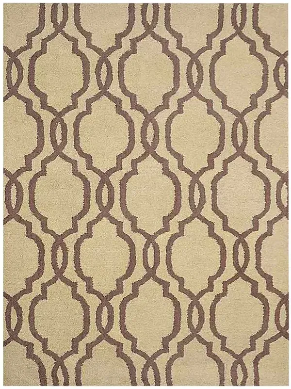 RUGSOTIC CARPETS HAND TUFTED WOOL ECO-FRIENDLY AREA RUGS  - 4'x6', Rectangle Shape, Light Gold Brown, Geometric Modern Design, High Pile Handmade Area Rugs for Living Room, Bed Room (K09014)
