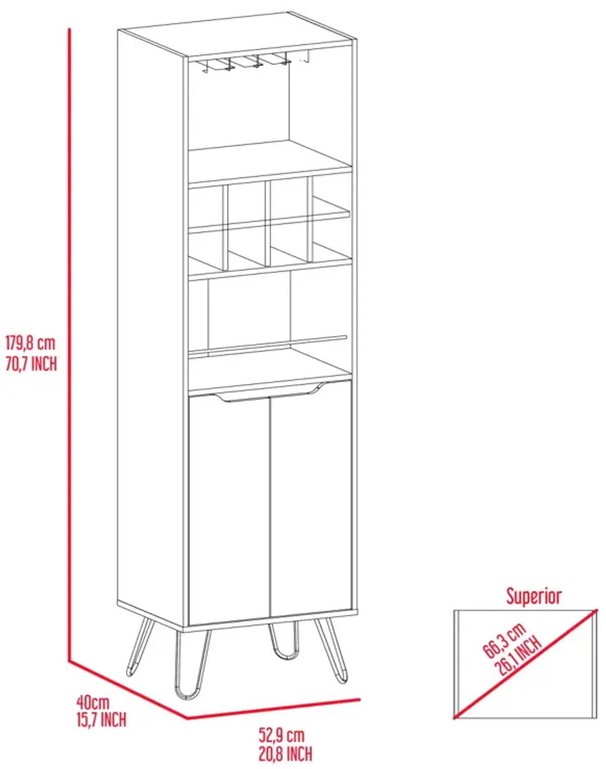 Thorndike 8-Bottle 2-Shelf Bar Cabinet Black Wengue