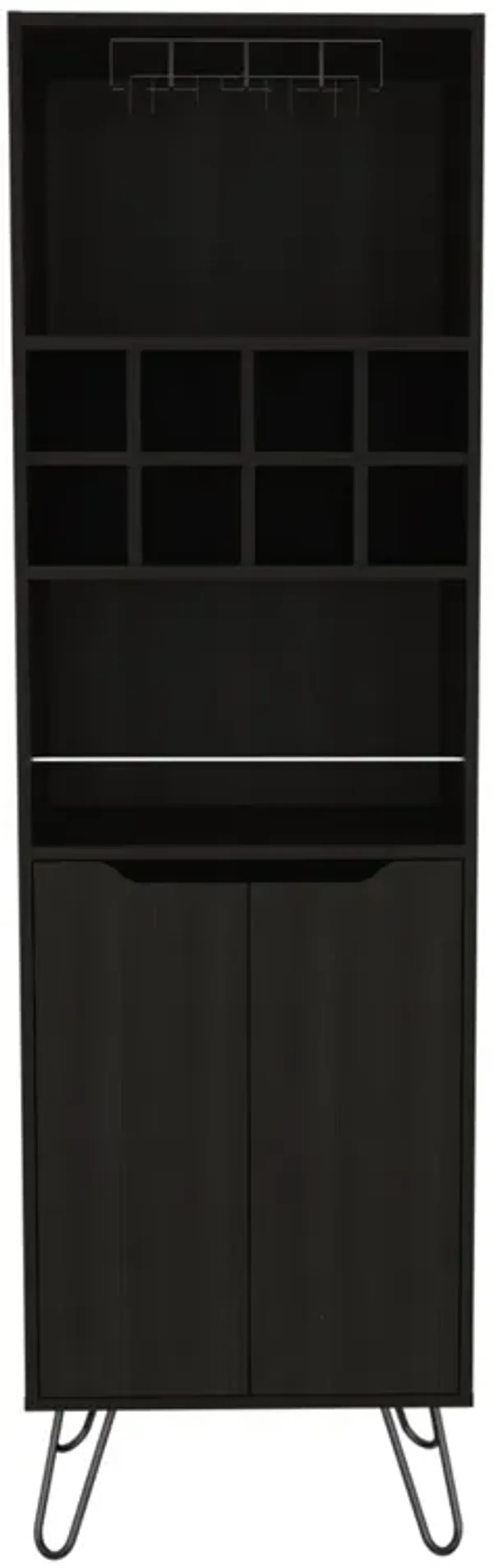 Thorndike 8-Bottle 2-Shelf Bar Cabinet Black Wengue