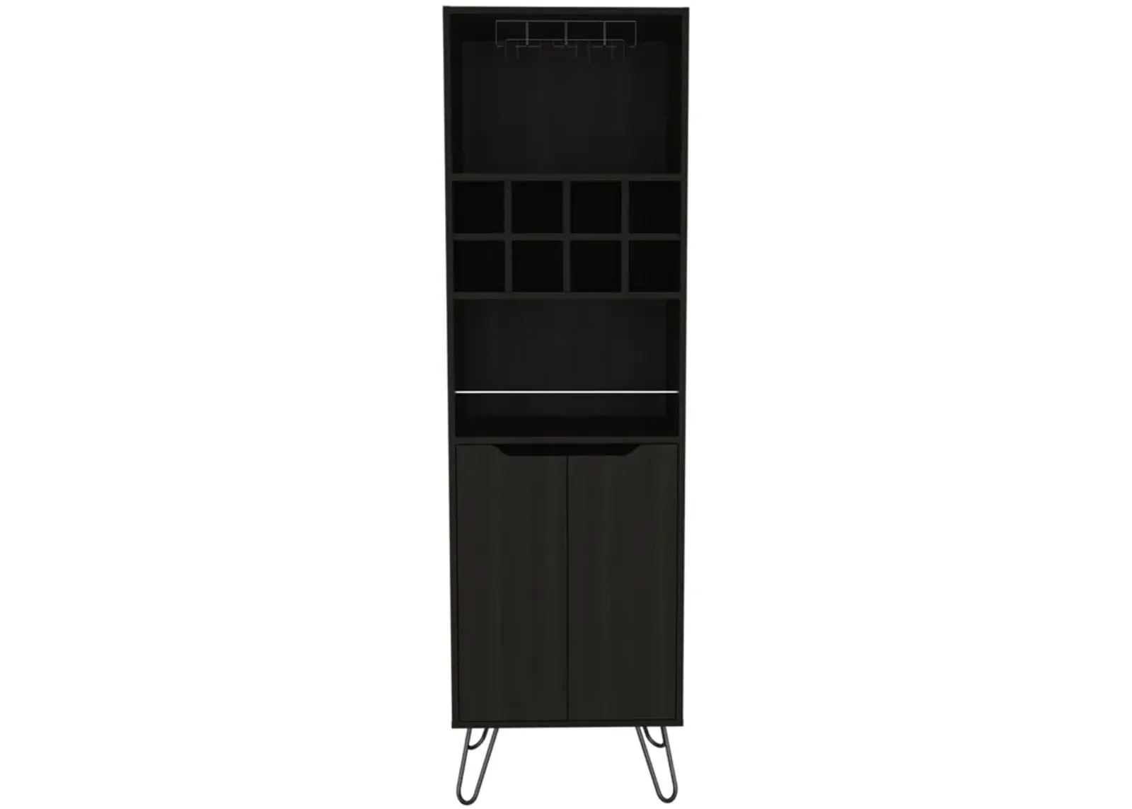 Thorndike 8-Bottle 2-Shelf Bar Cabinet Black Wengue