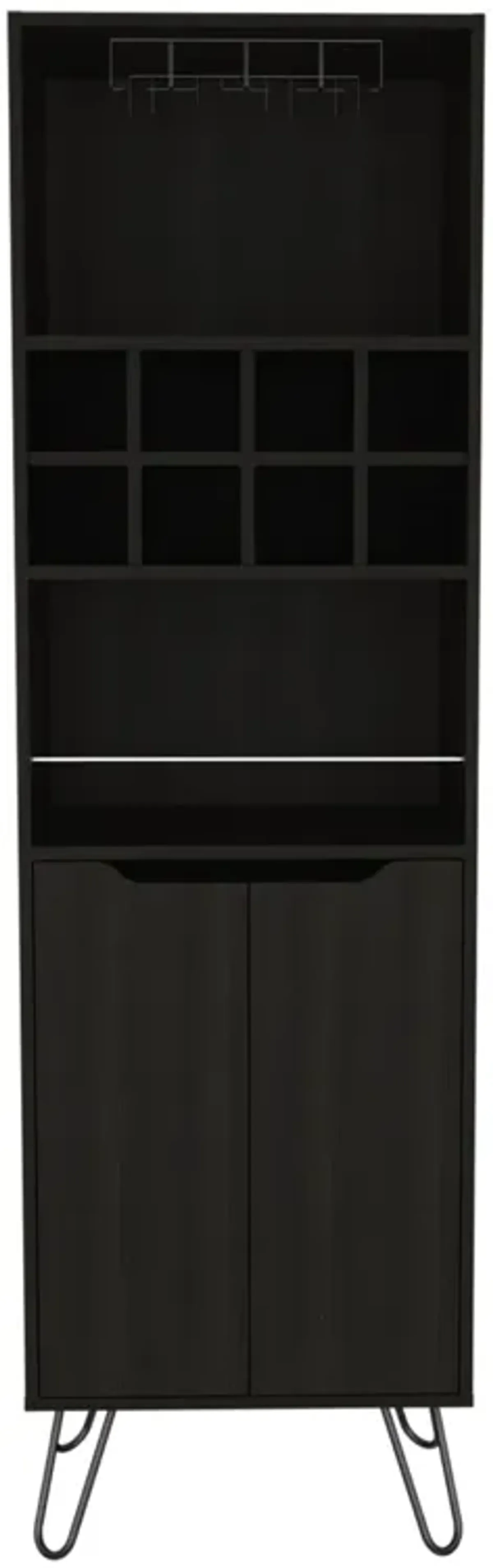 Thorndike 8-Bottle 2-Shelf Bar Cabinet Black Wengue