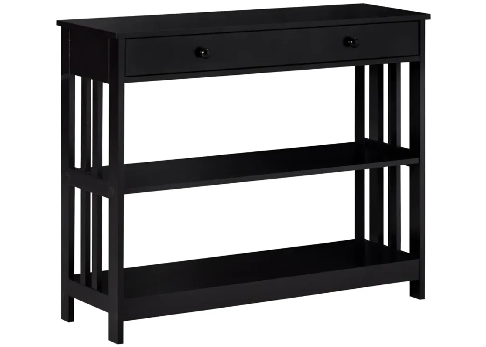 Black Entryway Table: Console with Drawers and 2 Shelves