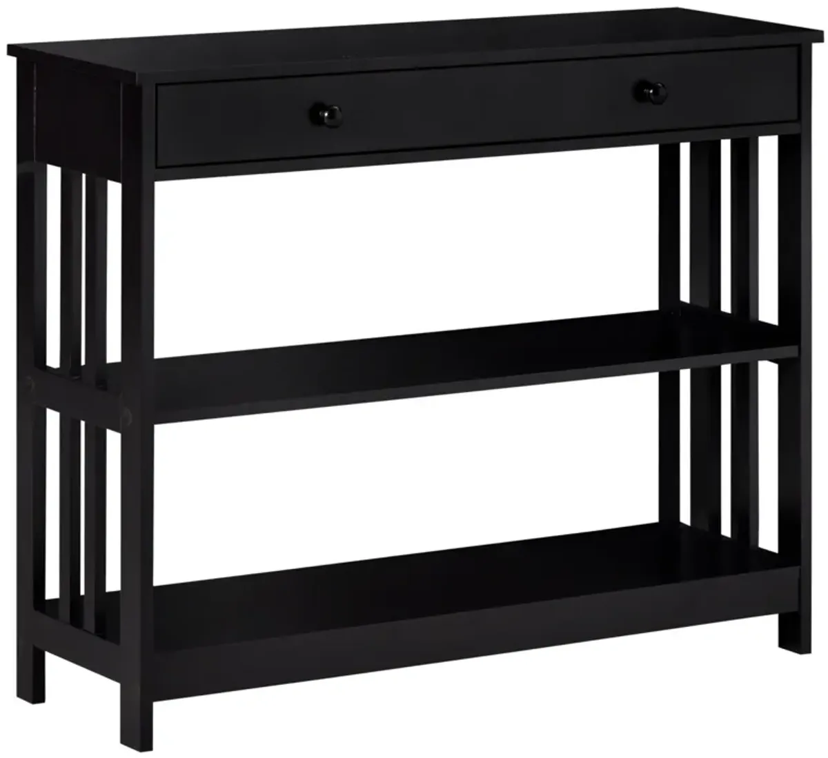 Black Entryway Table: Console with Drawers and 2 Shelves