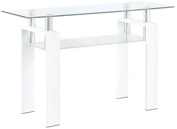 Dyer Rectangular Glass Top Entryway Sofa Console Table White