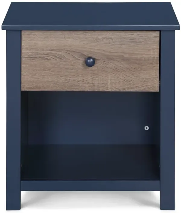 Olive & Opie Connelly Nightstand Midnight Blue/Vintage Walnut