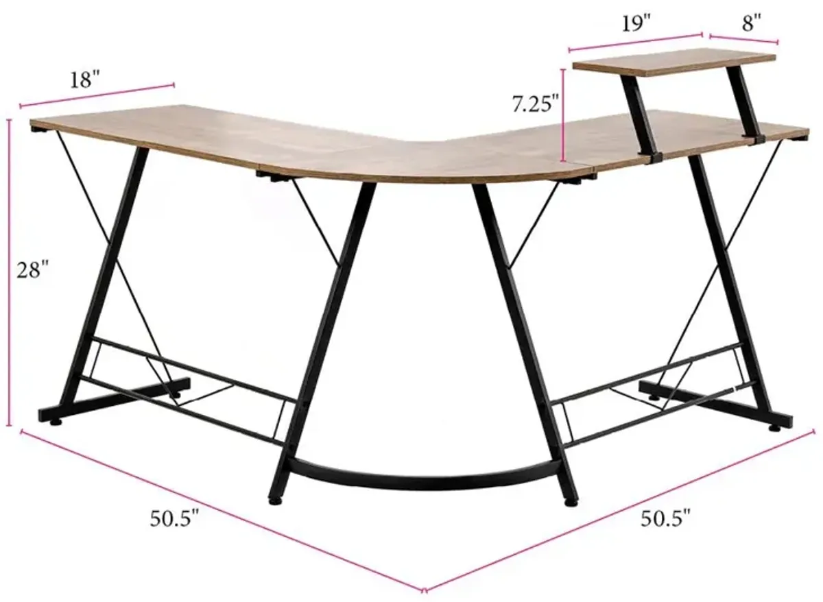 OS Home and Office Model 42249 L Workcenter in sewn oak