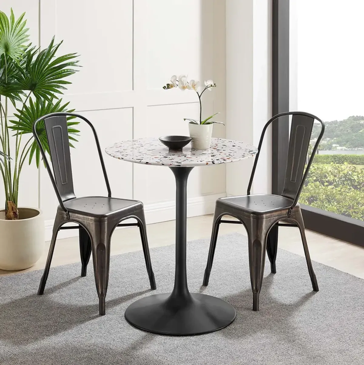 Modway - Lippa 28" Round Terrazzo Dining Table Black White