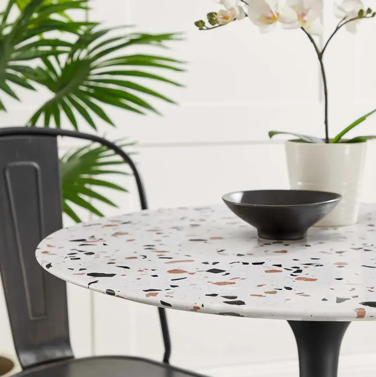 Modway - Lippa 28" Round Terrazzo Dining Table Black White