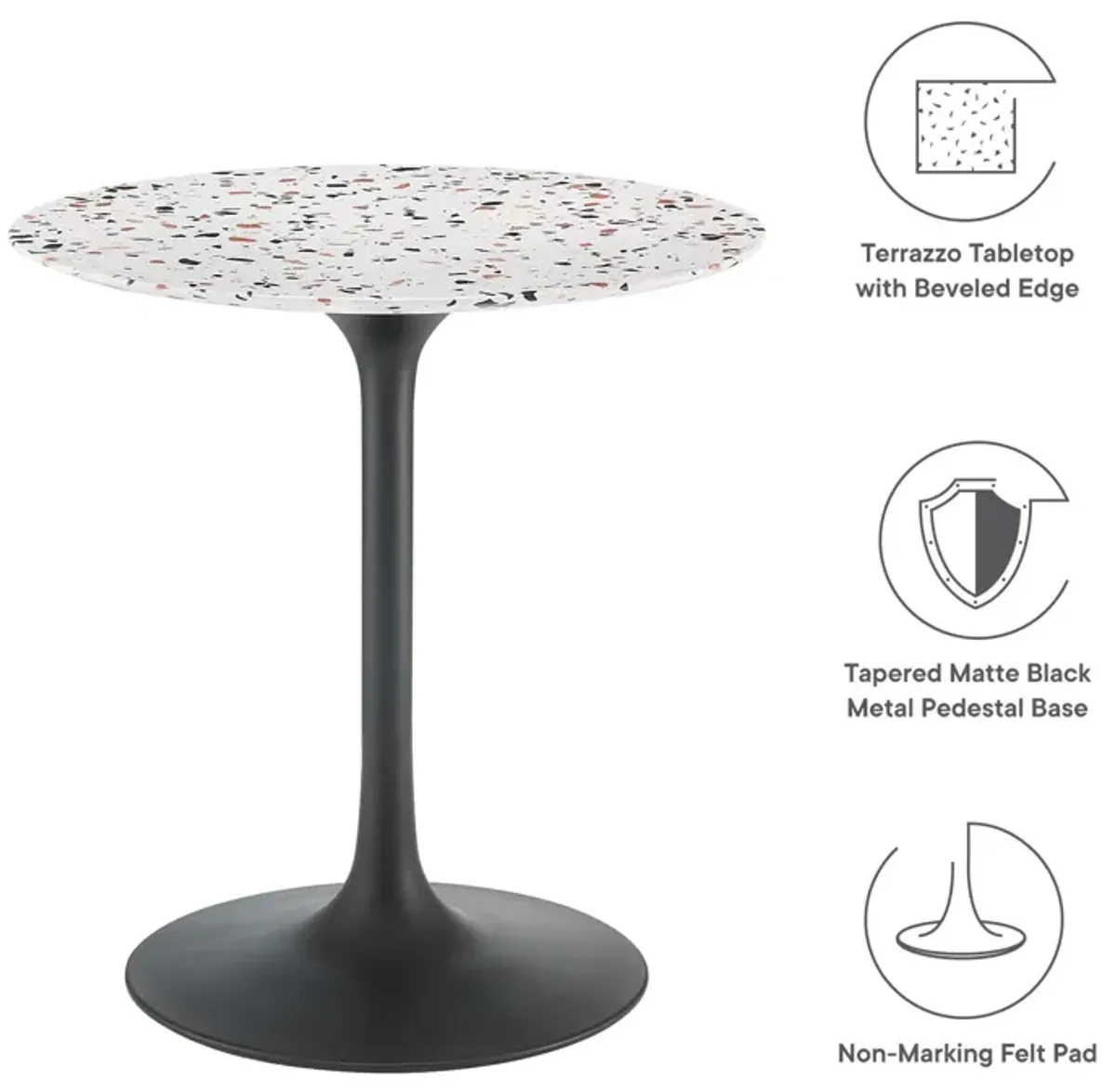 Modway - Lippa 28" Round Terrazzo Dining Table Black White