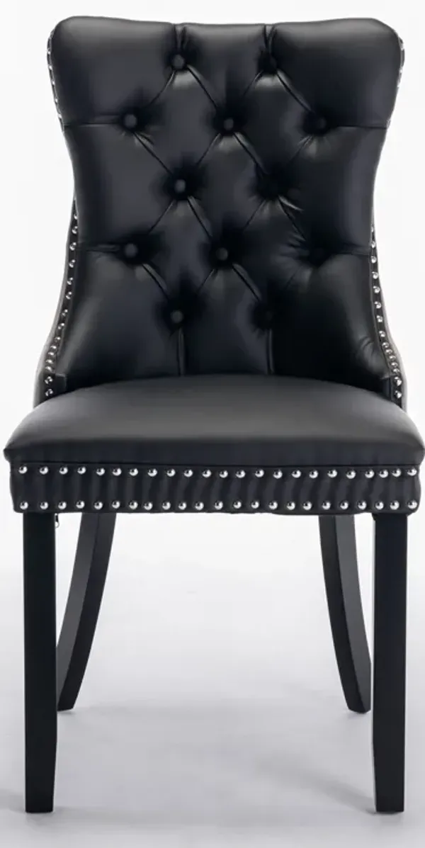 Streamdale Contemporary Tufted Dining Chairs Set, Black+Gray