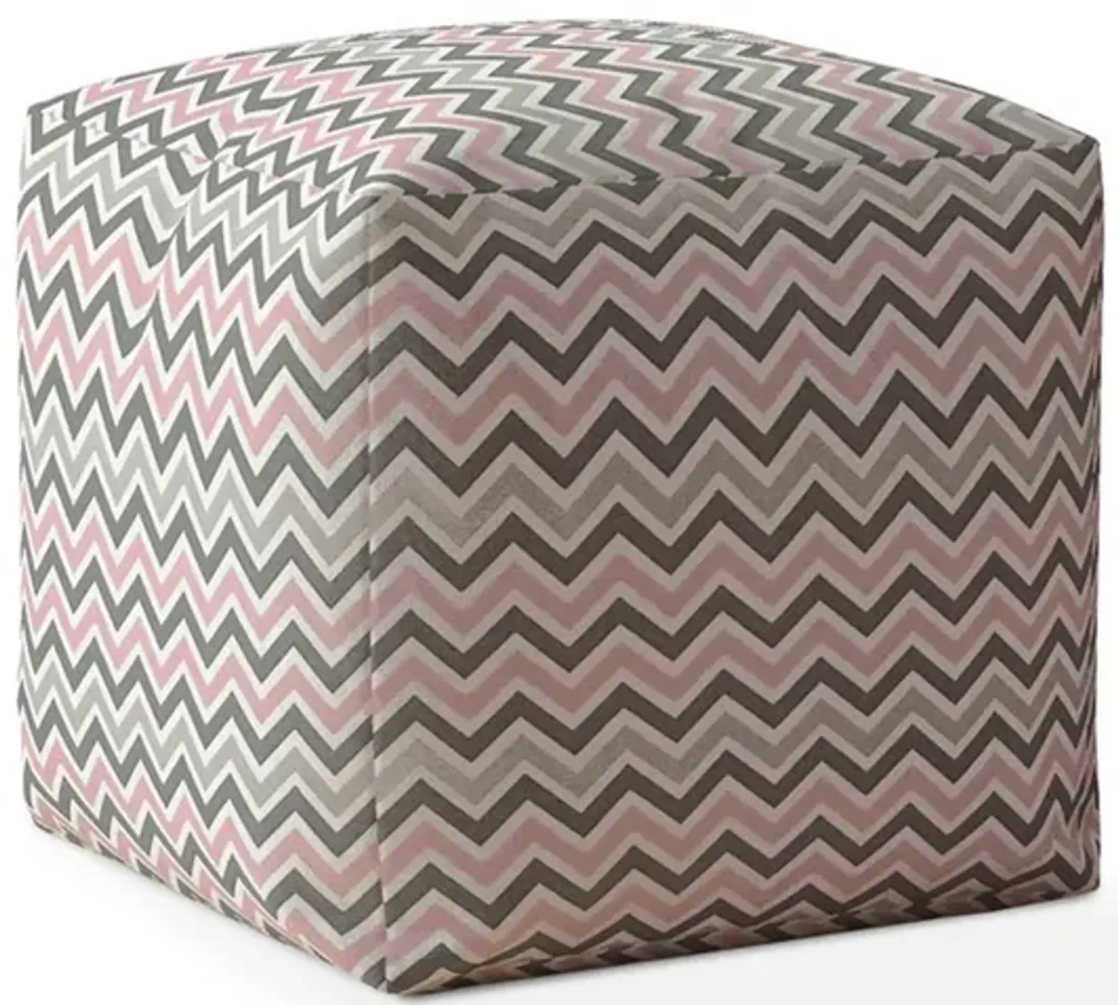 Hivvago 17" Grey And Pink Twill Chevron Pouf Ottoman