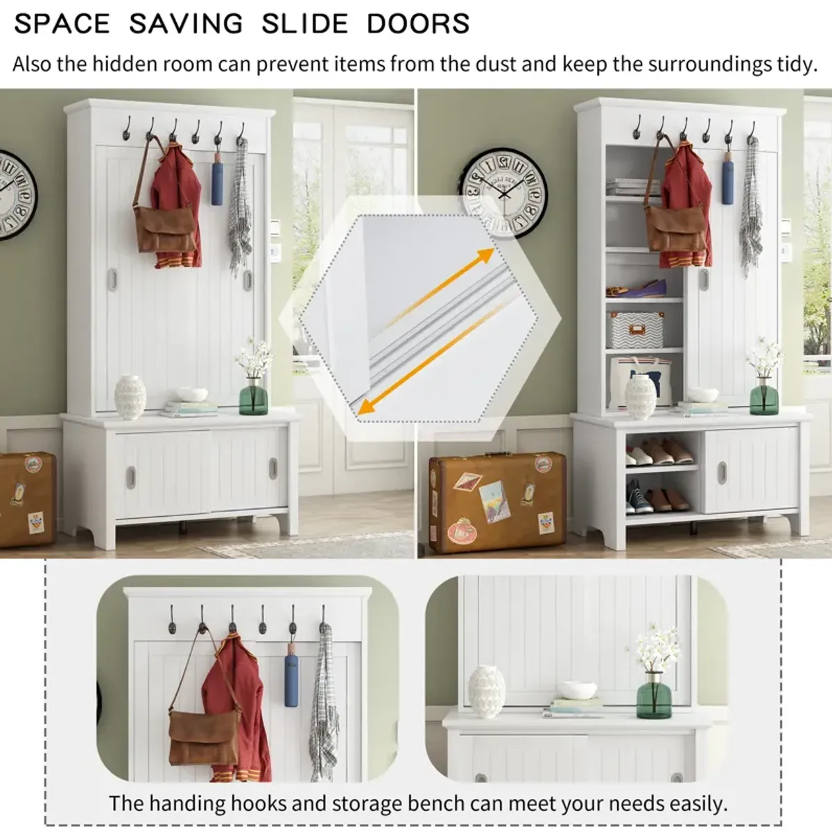 Merax Multifunctional Hall Tree with Sliding Doors