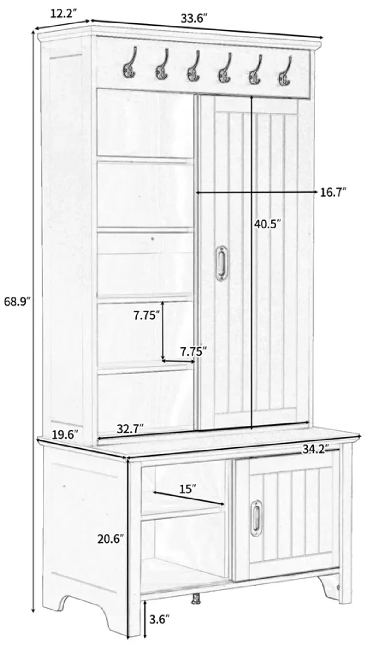 Merax Multifunctional Hall Tree with Sliding Doors