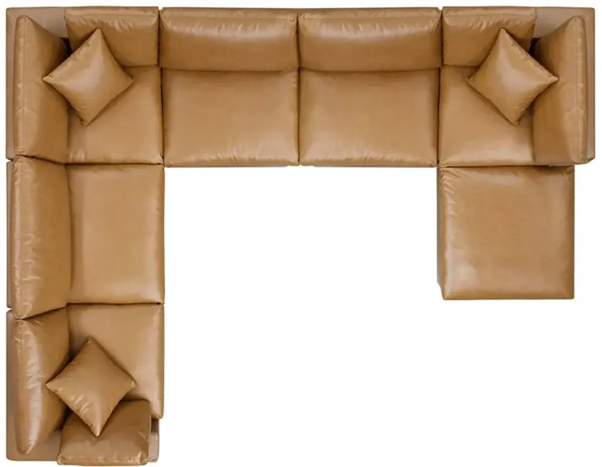 Commix Down Filled Overstuffed Vegan Leather 7-Piece Sectional Sofa