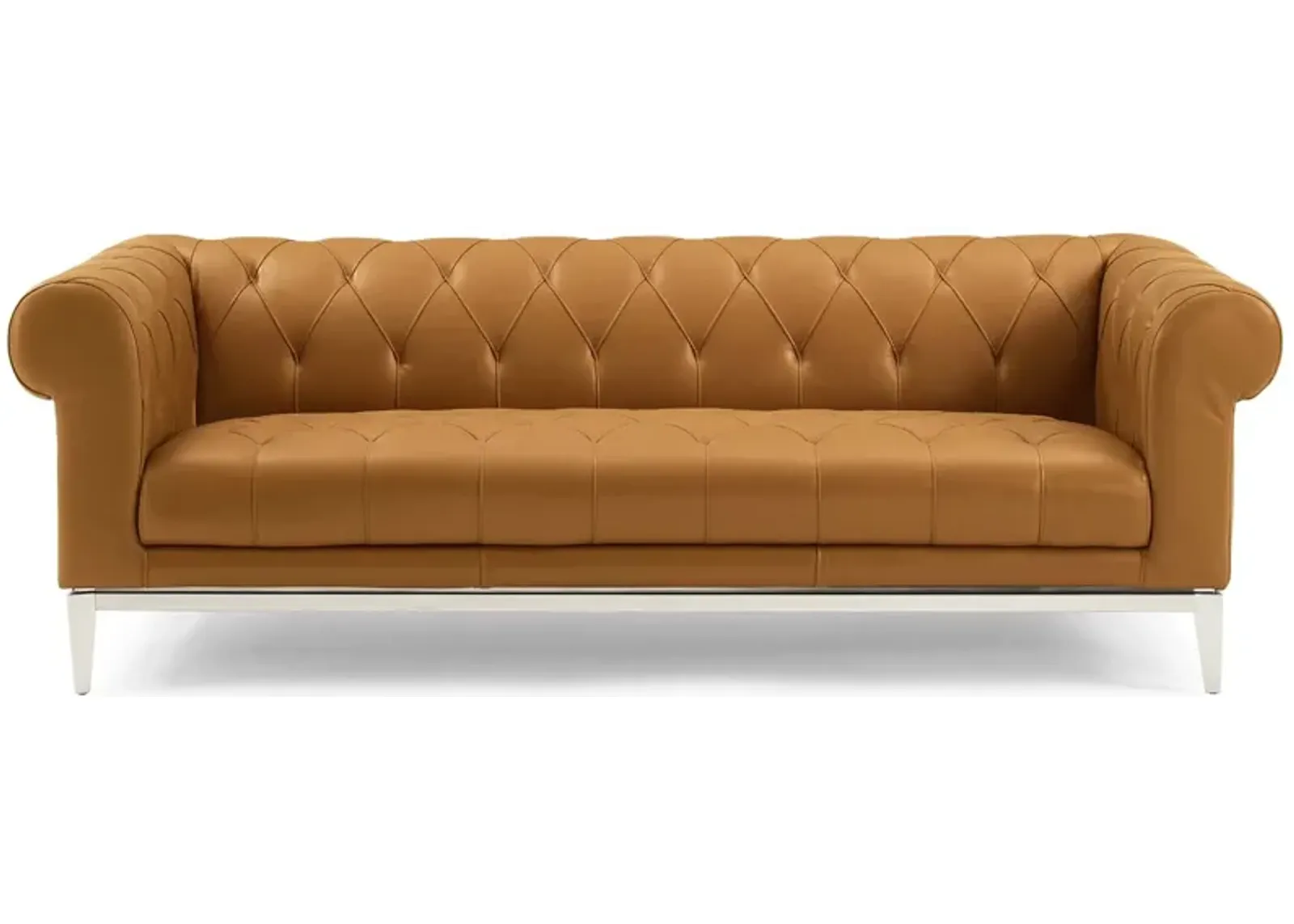 Idyll Tufted Button Upholstered Leather Chesterfield Sofa