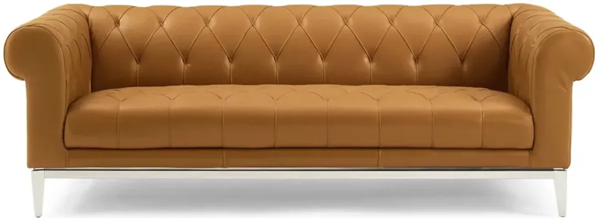 Idyll Tufted Button Upholstered Leather Chesterfield Sofa