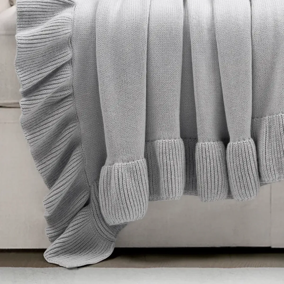 Reyna Soft Knitted Ruffle Throw