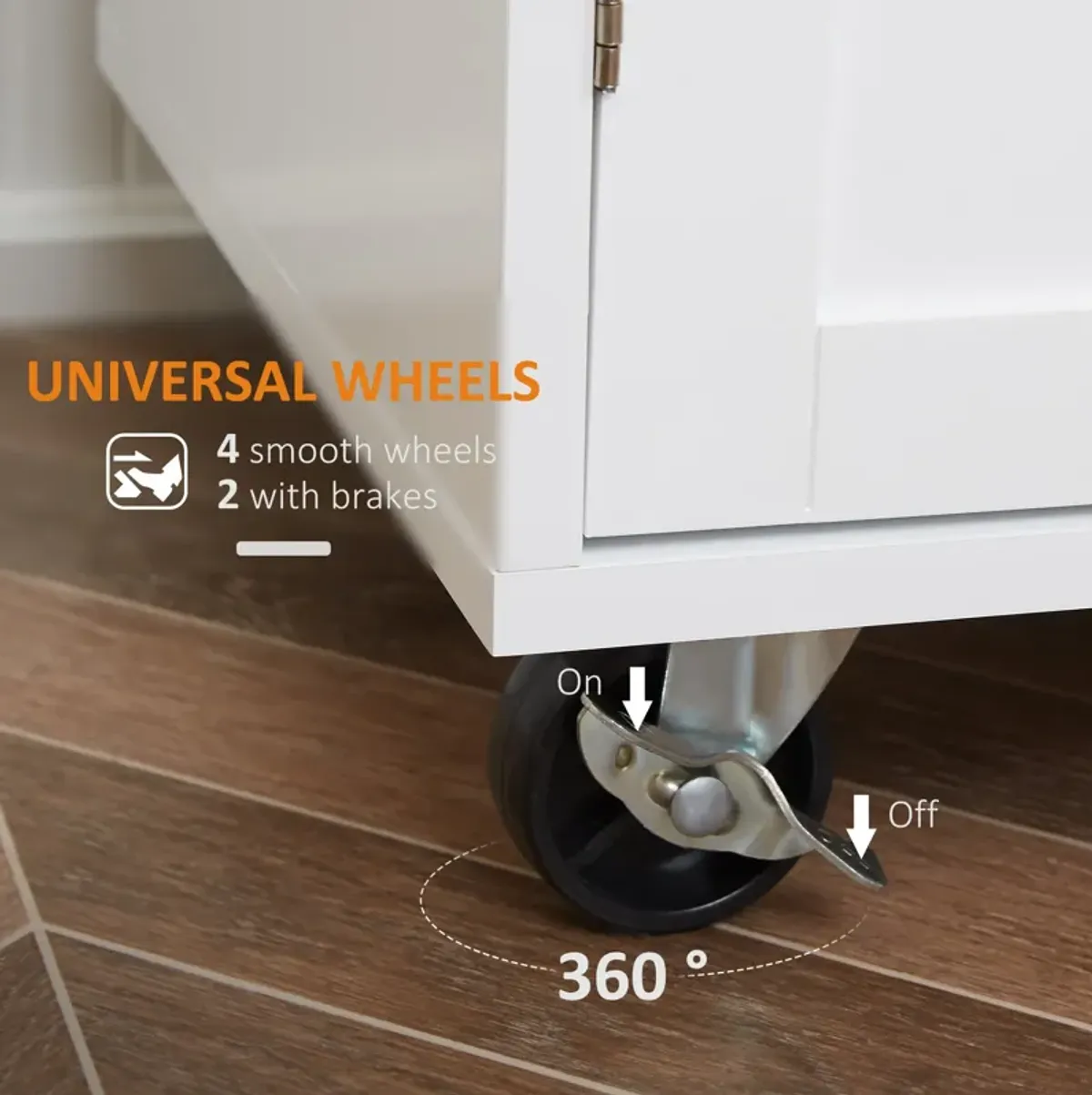 Black Kitchen Companion: Utility Cart with Wheels, Drawer & Cabinet